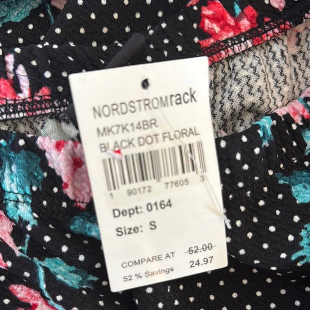 NWT Bobeau Black Midi Skirt with Pink and Blue Floral Print - Picture 5 of 5